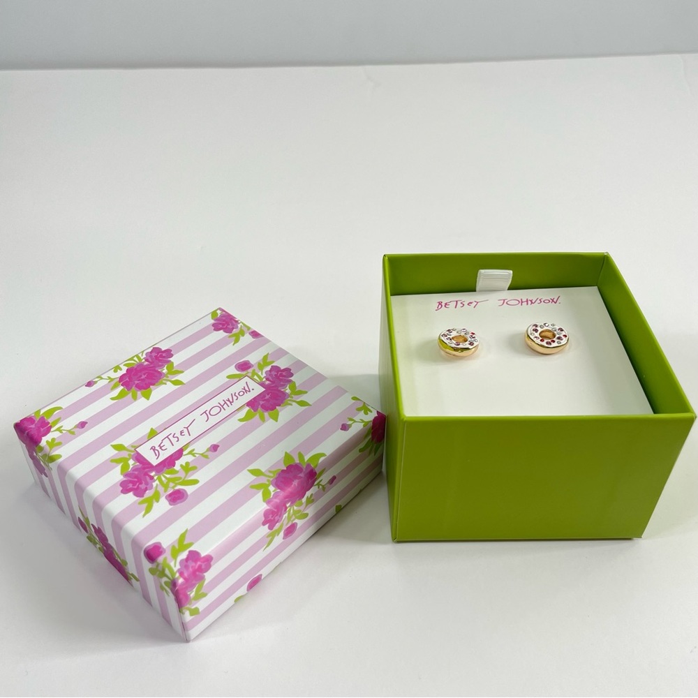 Betsey Johnson Spring 2023 Enamel and Jewel Donut Pierced Earrings - Picture 3 of 7